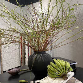 新中式约陶瓷哑光黑色陶罐花瓶高级感客厅饰品轻奢插花中古摆件