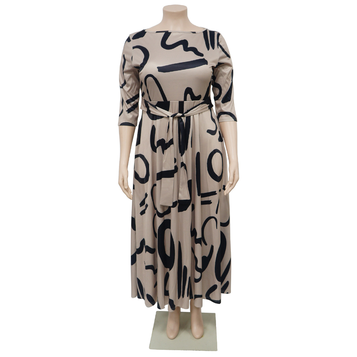 Regular Dress Retro Vacation Round Neck Printing Straps Nine Points Sleeve Printing Maxi Long Dress Daily Street display picture 3