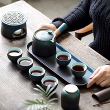 窯變禪意日式功夫茶具套裝可加熱蠟燭溫茶爐家用禮品茶具定制批發
