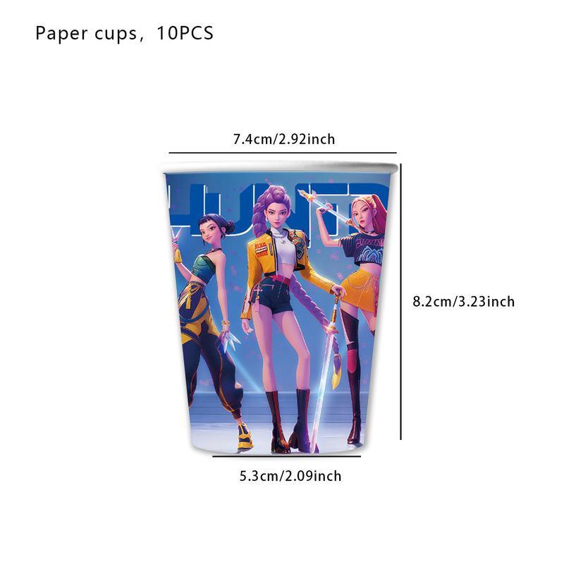 跨境新款猎魔女团K-POP 儿童生日派对布置装饰用品横幅蛋糕插排|undefined