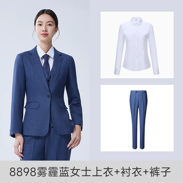 Female haze blue suit+shirt+pants