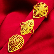 越南沙金女士水滴戒指跨境首饰批发新款女款沙沙金花戒水滴戒指