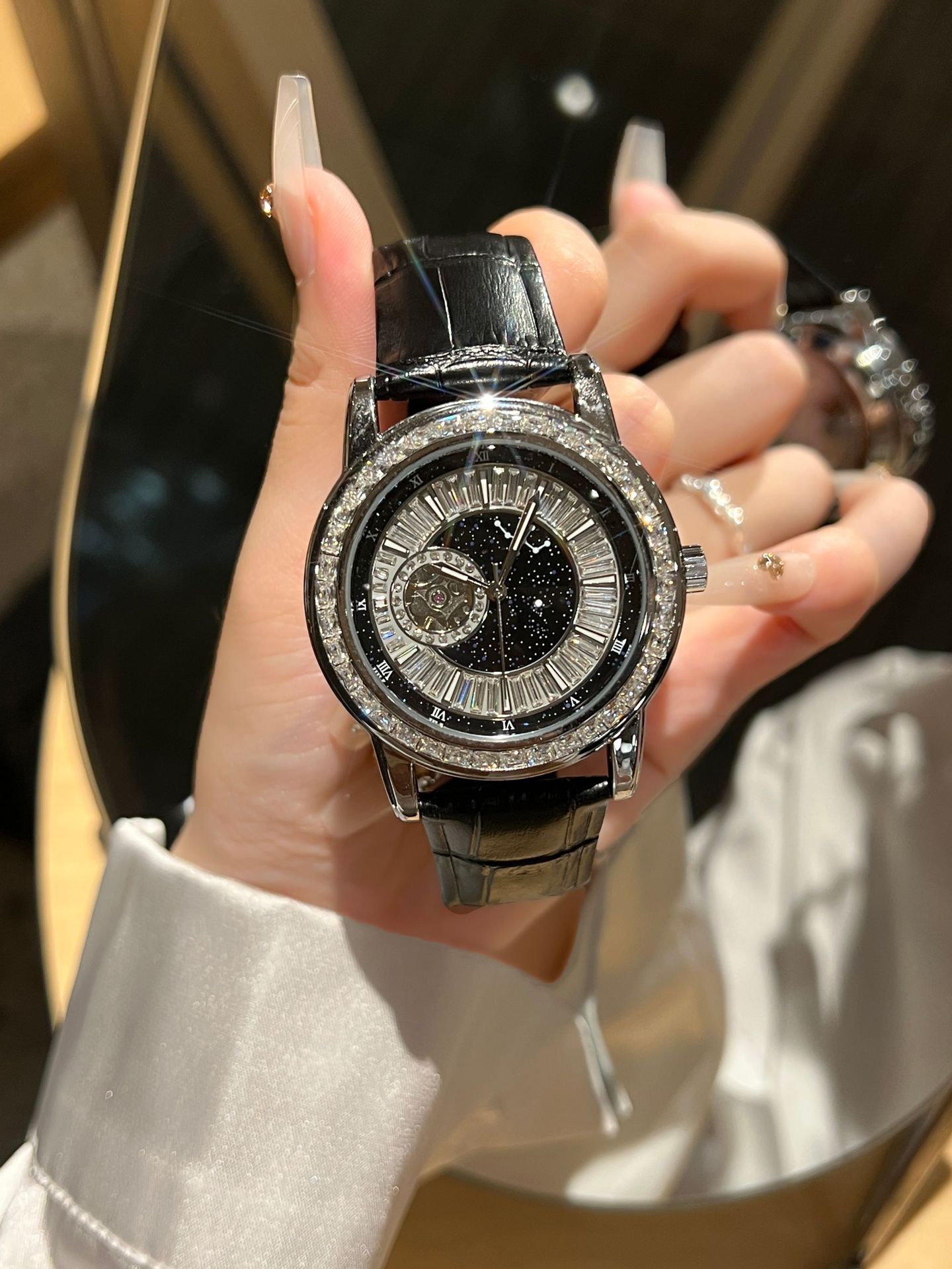 Black Swan Men's Mechanical Automatic Watch With Leather Strap_voghion.com