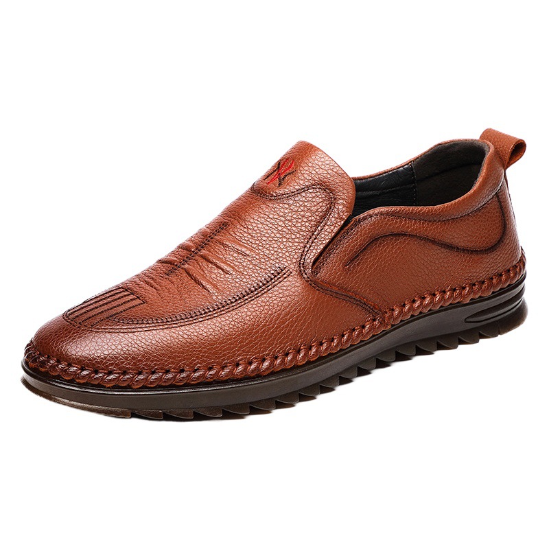 Zapatos casuales de hombre de nuevo estilo para primavera, hechos de cuero vacuno de primera capa, zapatos de cuero genuino, zapatos para papá, zapatos de cuero hechos a mano, zapatos de hombre.