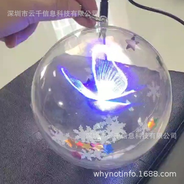 14CM 싱글 사이드 더블 사이드 HD 벌거 벗은 눈 3D 홀로그램 크리스마스 공 LED 홀로그램 팬 크리스마스 트리 3D 장식 공