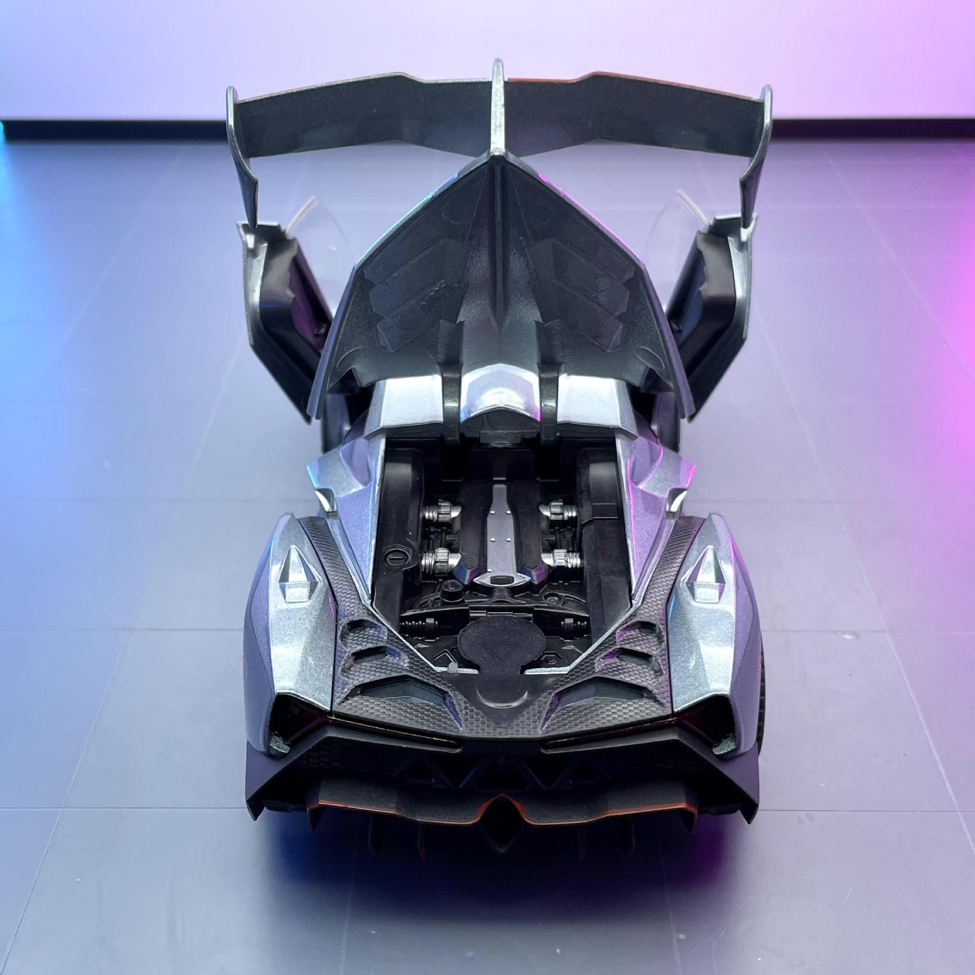 Modelo de coche de aleación de simulación de coche 1:24 Rambo Poison Sports Car Retroceso con sonido y luz Coche de juguete Decoración de modelo musical