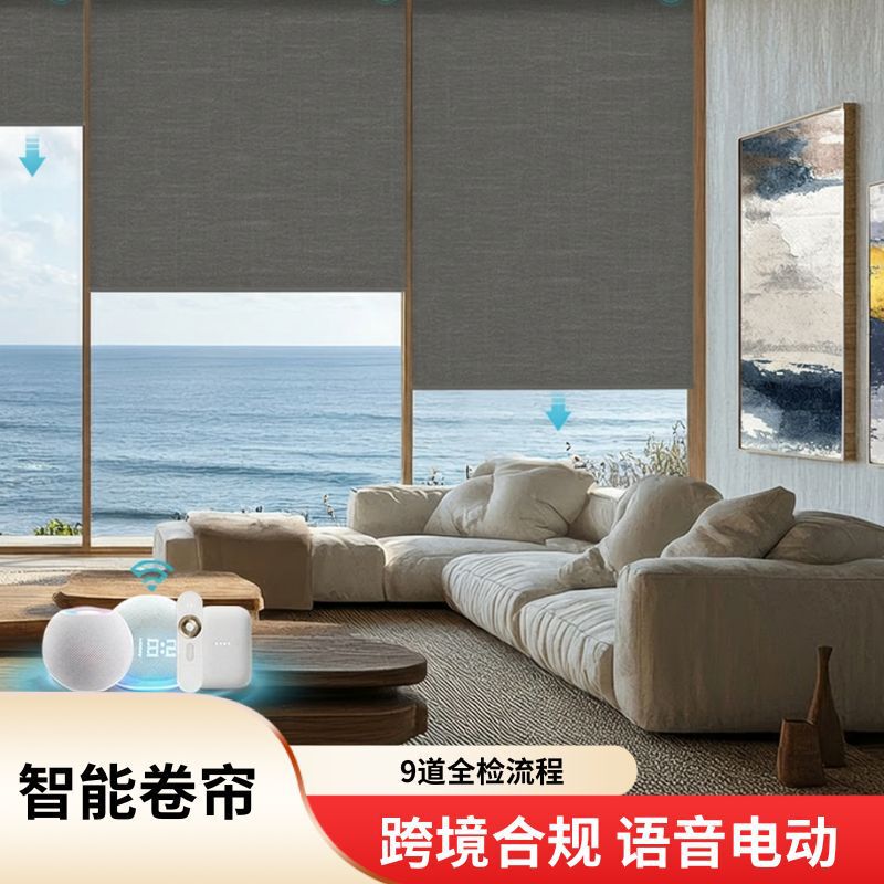 Cross-border compliant smart roller blinds, featuring a 9-step full inspection process, blackout roller blinds for bedrooms and living rooms, voice-controlled, motorized electric curtains Cross-border compliant smart roller blinds, featuring a 9-step full inspection process, blackout roller blinds for bedrooms and living rooms, voice-controlled, motorized electric curtains