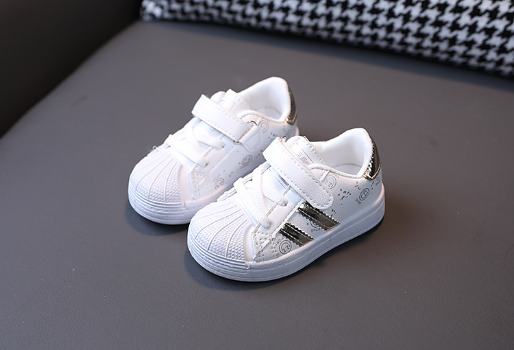 Chiren's sports boys girls' shell top board 2023 Spring and Autumn Korean version, boys' baby white shoes, 1-3 years_voghion.com
