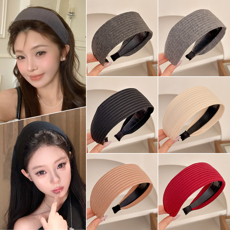 宽边高颅顶显脸小发箍女2025新款针织压发头箍高级感时尚洋气发卡|undefined