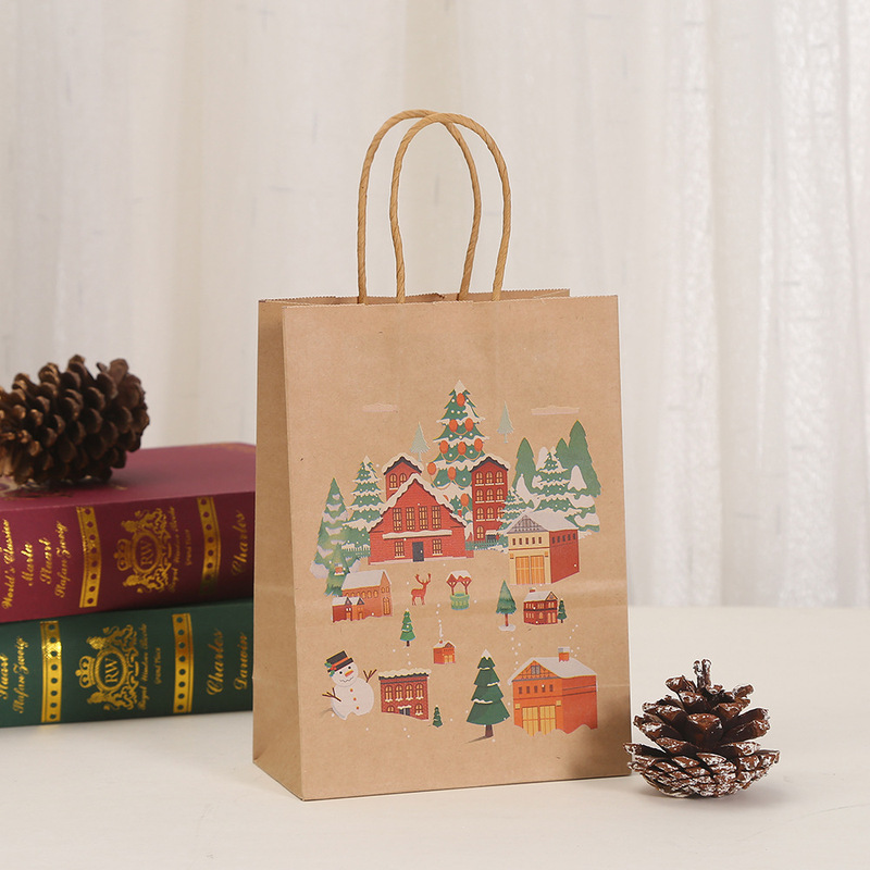 新しいクリスマスギフトバッグ平安果包装袋デパートショッピング手提げ紙袋厚手クラフト紙袋|undefined