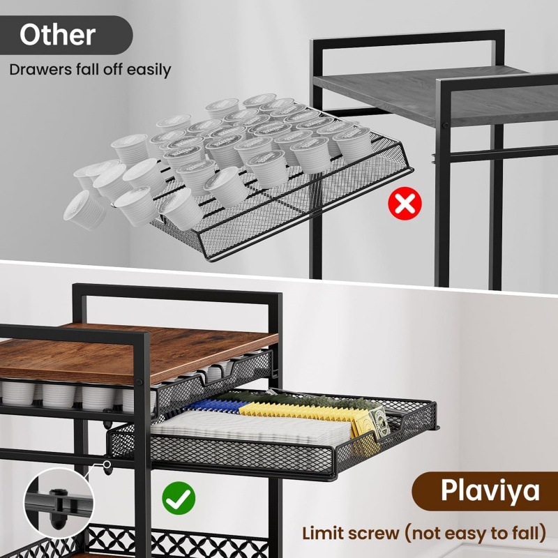 Estante de almacenamiento extraíble con ruedas Estante de almacenamiento de café Estante de almacenamiento de cafetera Suministro directo transfronterizo Almacenamiento multifunción
