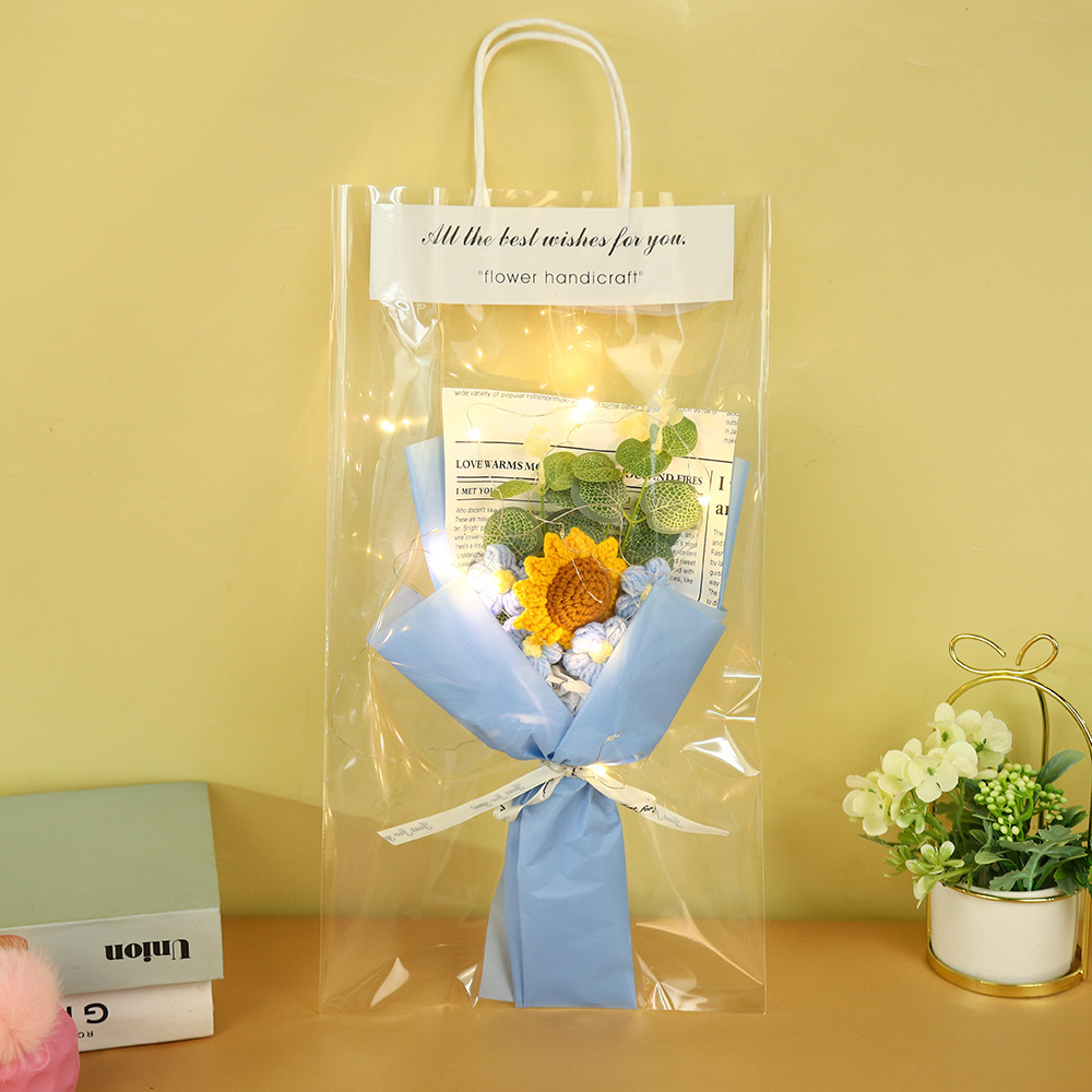 520 regalos del día de San Valentín comercio exterior al por mayor productos terminados girasol imitación de lana de punto ramo de flores rosas tejidas a mano