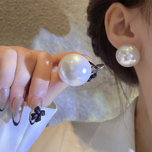 S925银针简约夸张大珍珠耳钉ins潮时尚气质耳环女韩国新款耳饰品