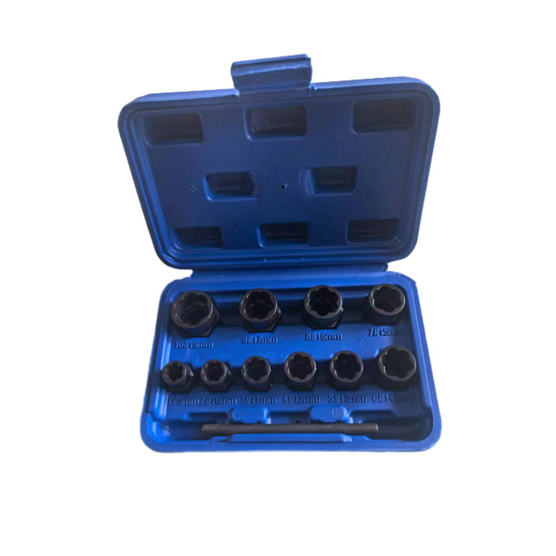 跨境爆款滑牙取出器11件套破损螺母螺栓器六角生锈断丝器拆卸