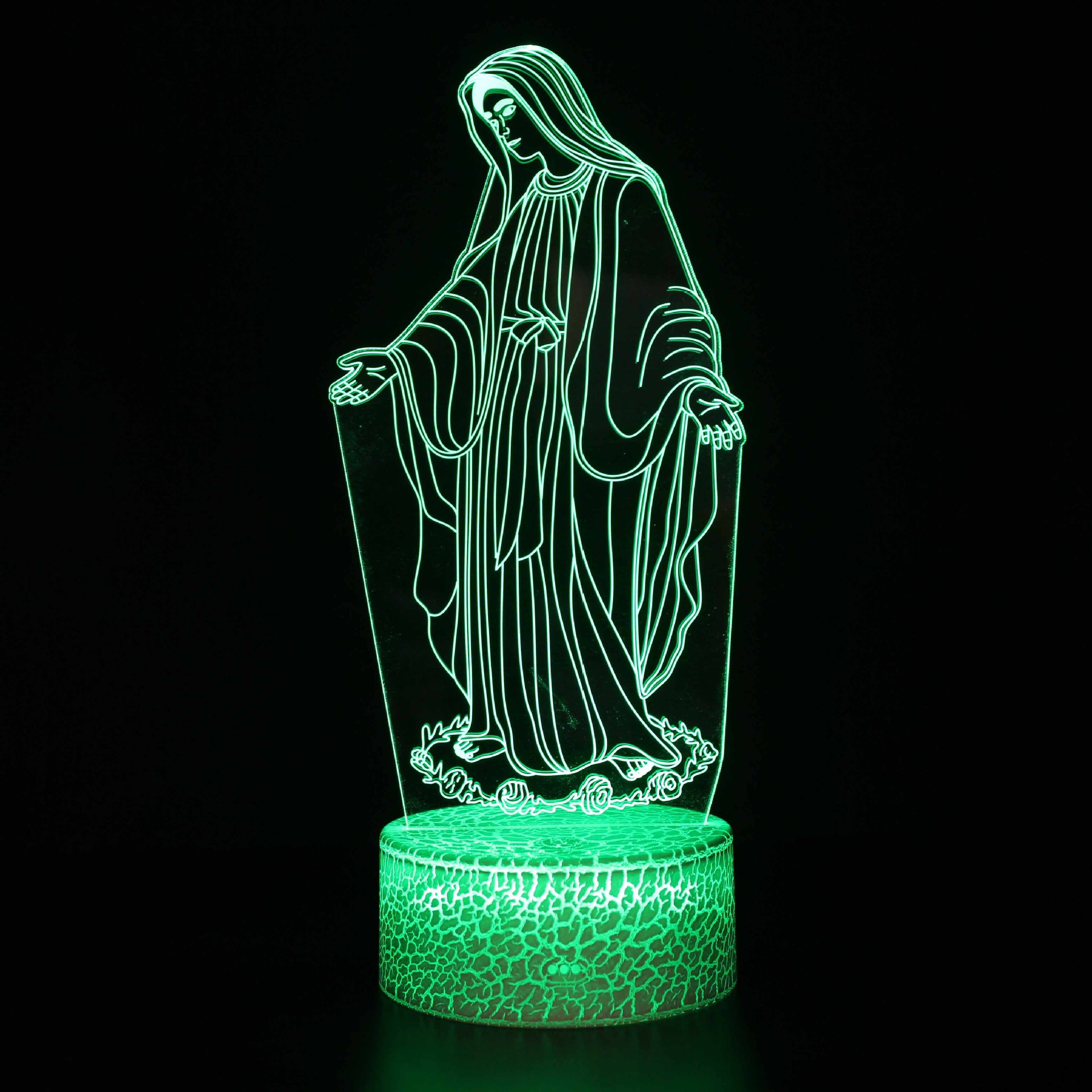 Luz de noche LED personalizada Jesús Virgen Ángel serie lámpara de mesa regalo creativo acrílico 3D noche luz al por mayor