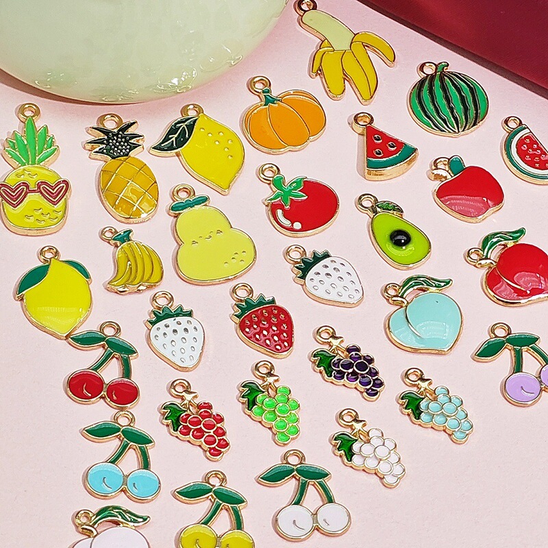Oil-Drip Alloy Fruit Strawberry Cherry Apple Watermelon Jewelry Accessories DIY Bracelet Necklace Earrings Bag Pendant Oil-Drip Alloy Fruit Strawberry Cherry Apple Watermelon Jewelry Accessories DIY Bracelet Necklace Earrings Bag Pendant