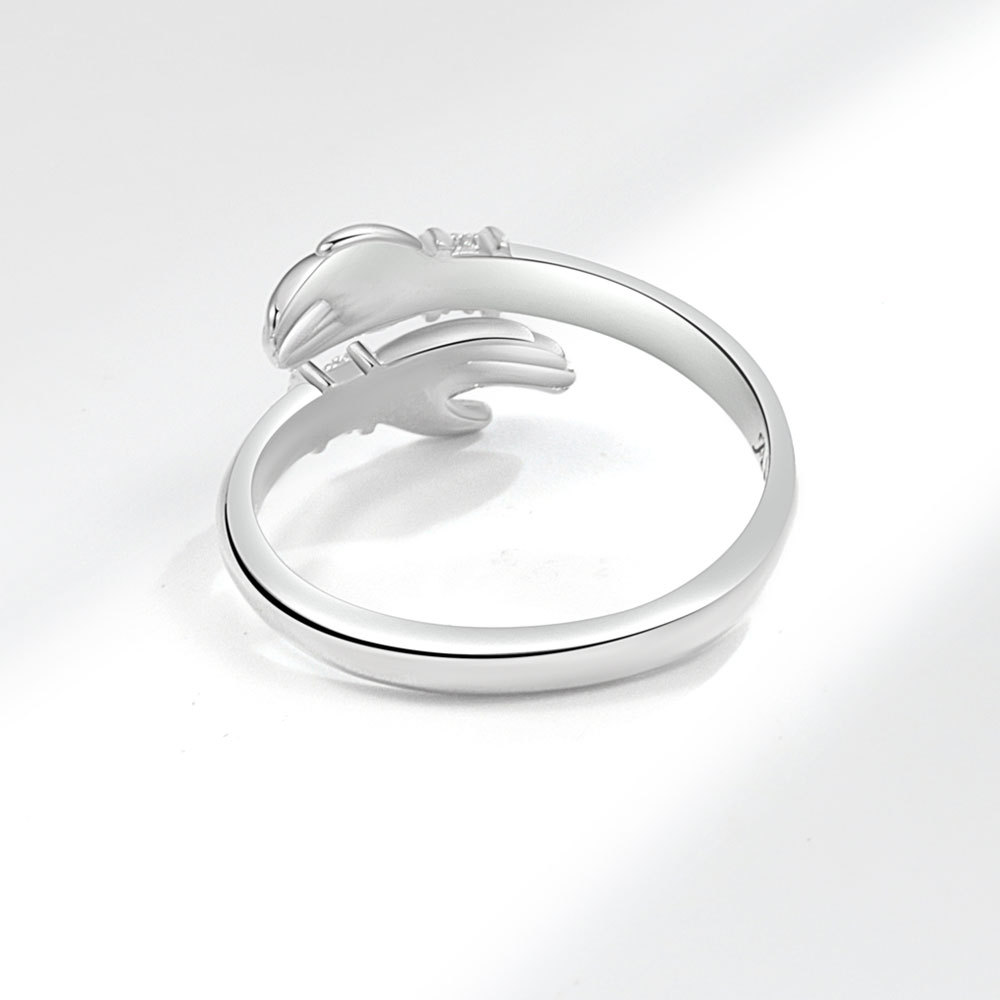 Personalized Hugging Hands Ring Custom Engraved Couple Ring_voghion.com