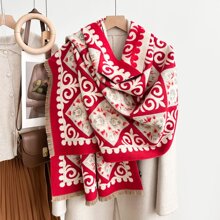 秋冬季羊绒手感围巾女士腰果花时尚大披肩防风加厚保暖仿羊绒围脖