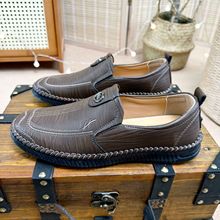 男鞋新款软皮软底套脚豆豆鞋平底男士休闲皮鞋子厂家批发