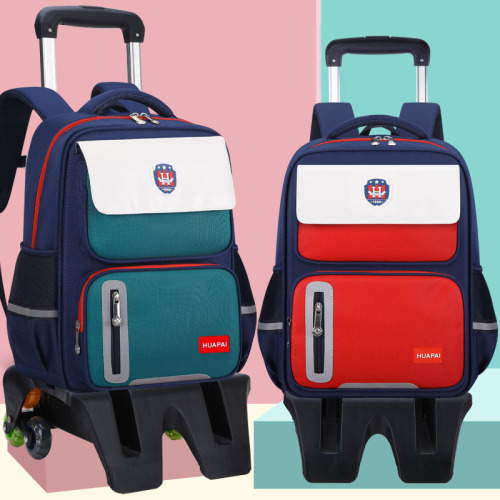 Children's Trolley School Bags, Primary School Boys and Girls Grades 1, 2, 3 to 6, Trolley Cases, Waterproof Stair Climbing Trolley Bags