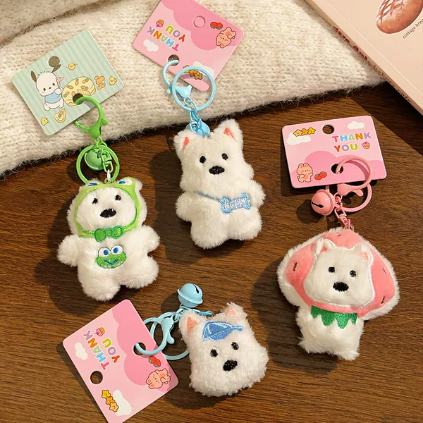 Cartoon Small Gift West Highland Plush Doll Keychain Pendant Cute Toy Bag Decoration Event Accessory for Women