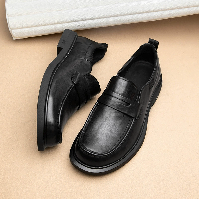 Повседневная мужская кожаная обувь, натуральная кожа, мягкая подошва, мягкая кожа, лоферы без шнуровки, деловой британский стиль, модные мужские туфли-ленивцы.