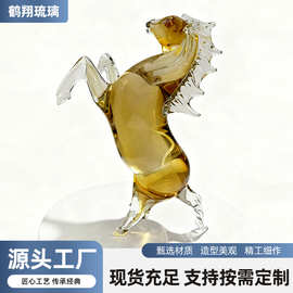 马到成功琉璃礼品水晶马仿真造型国风家居摆件创意工艺品轻奢琉璃