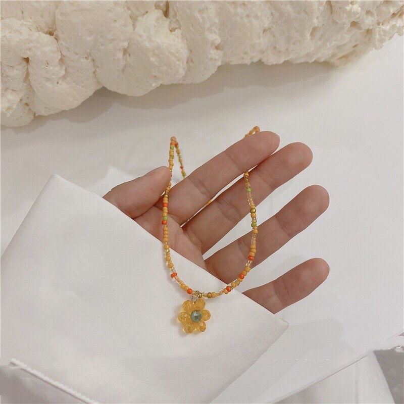 Wholesale Jewelry Simple Style Classic Style Flower Artificial Crystal Glass Beaded Pendant Necklace display picture 3