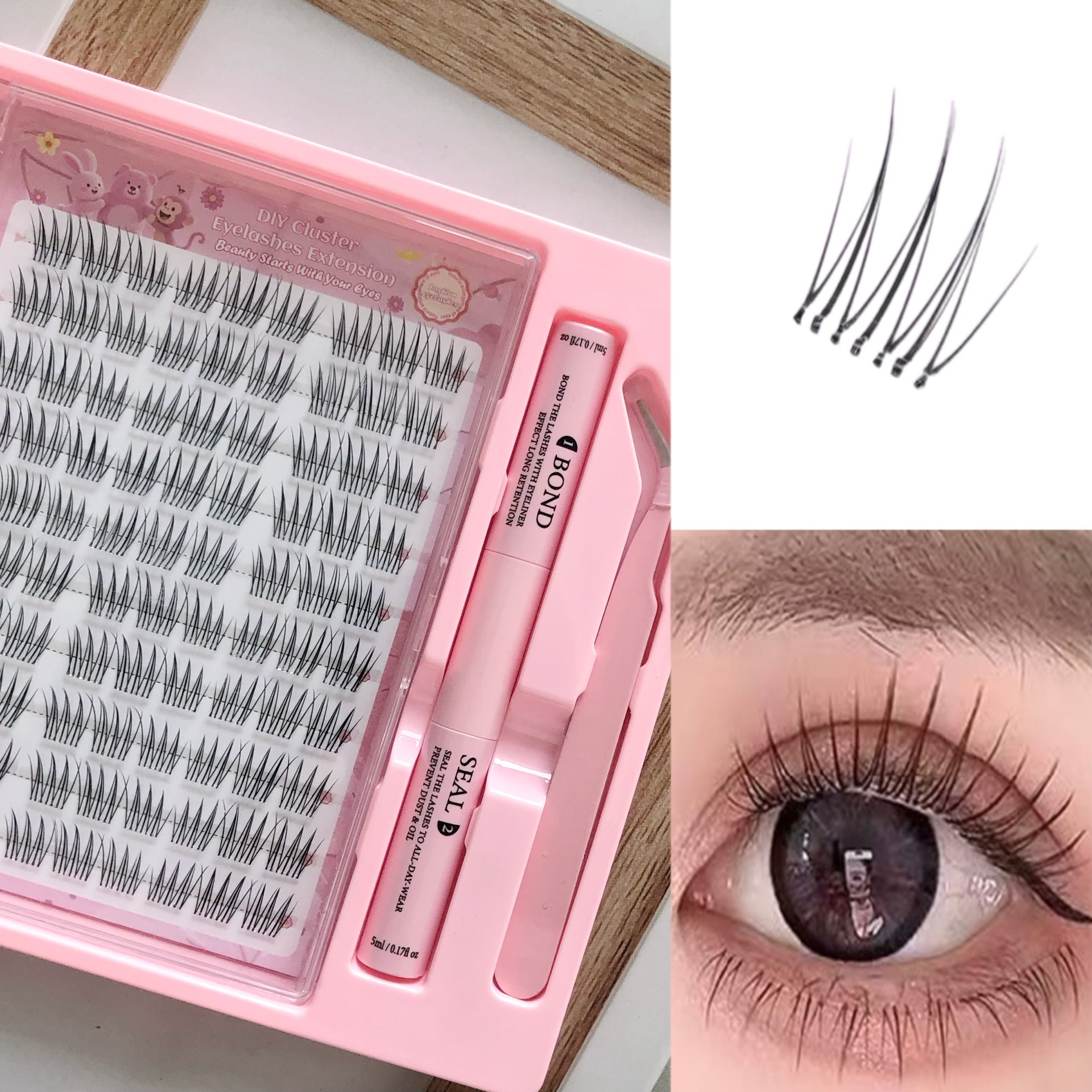 Conjuntos de pestañas falsas transfronterizas de gran capacidad sin terrier, pestañas falsas de grupo de mujeres con todo tipo de maquillaje para la foto.