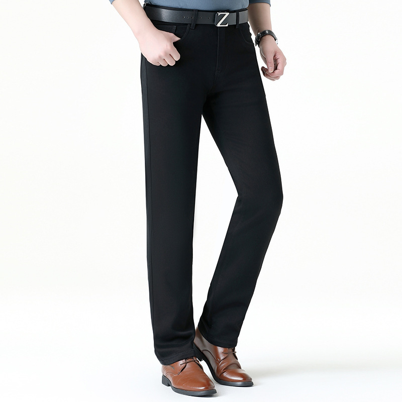 Light Luxury Brand Autumn and Winter Thick Jeans for Middle-Aged Men Loose Straight Trousers High-End Business Casual Pants Wholesale