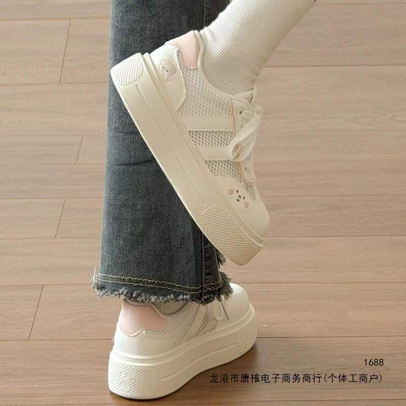 Milky white, height-increasing, versatile white sneakers with thick soles, a super stylish design for 2026, women's summer sports loafers Milky white, height-increasing, versatile white sneakers with thick soles, a super stylish design for 2026, women's summer sports loafers