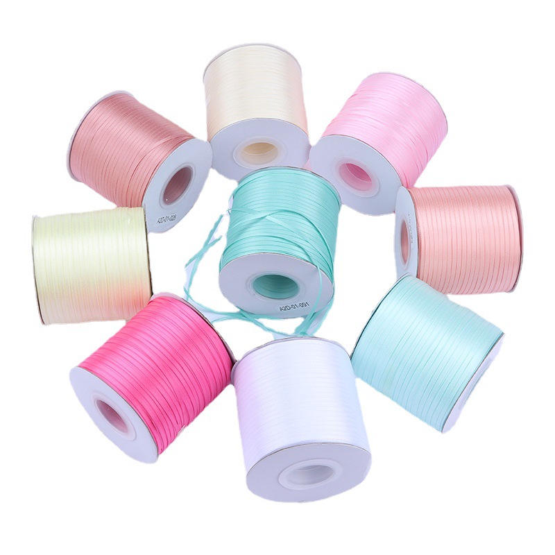 3mm de doble cara cinta de poliéster arco DIY cinta globo cuerda etiqueta grano embalaje fino cinta ropa satén