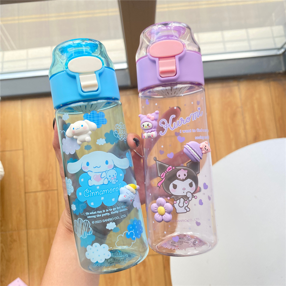 Sanrio taza de agua niñas estudiante de alta apariencia taza de plástico tritan alta temperatura resistente verano lindo niños taza de agua