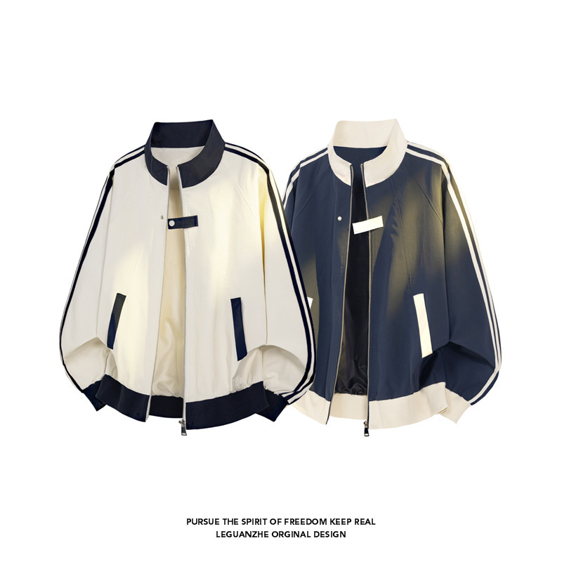 American-Style Patchwork Sports Jacket for Men, Winter Heavyweight Trendy Brand Versatile Couple's Coat, High Street Cool Striped Baseball Jacket American-Style Patchwork Sports Jacket for Men, Winter Heavyweight Trendy Brand Versatile Couple's Coat, High Street Cool Striped Baseball Jacket