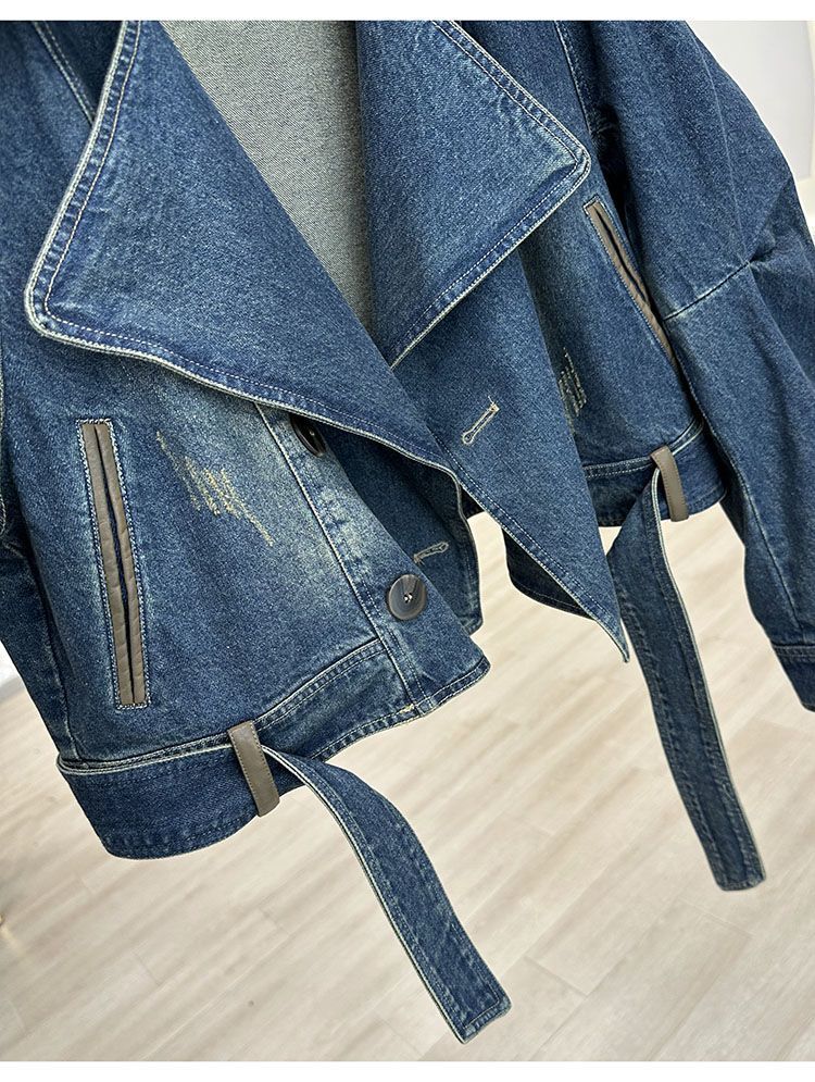 ​​Vintage Distressed Denim Jacket For Women – Loose Fit, Petite Short Style (S-XXXL, Vintage Blue/Bluish)​​_mkmklike.com