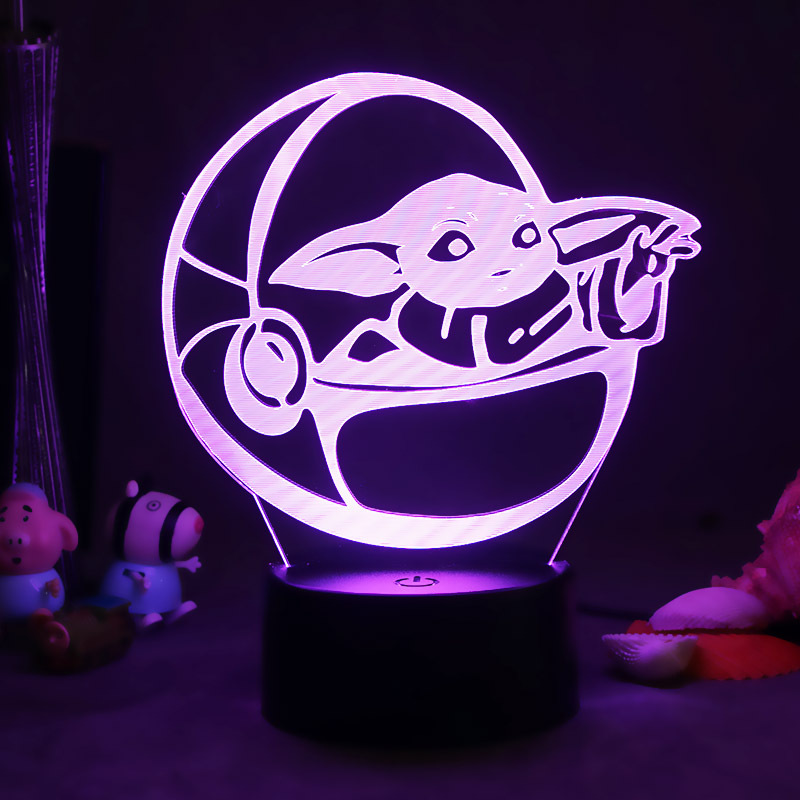 Star Wars 3D noche luz puntada Yoda bebé periférico mano Escritorio de Oficina Decoración Linda lámpara regalo