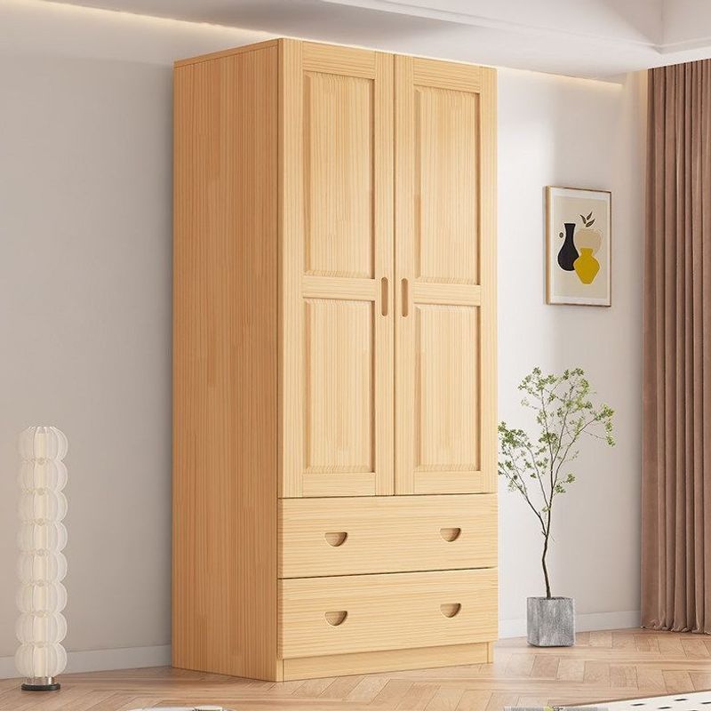 Solid wood wardrobe made of pine, suitable for small spaces, children's wardrobe with single or double doors, home bedroom storage cabinet, storage cabinet for rental housing
