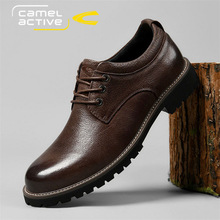 德国骆驼动感休闲皮鞋男英伦商务正装鞋子男高档耐磨真皮男鞋冬季