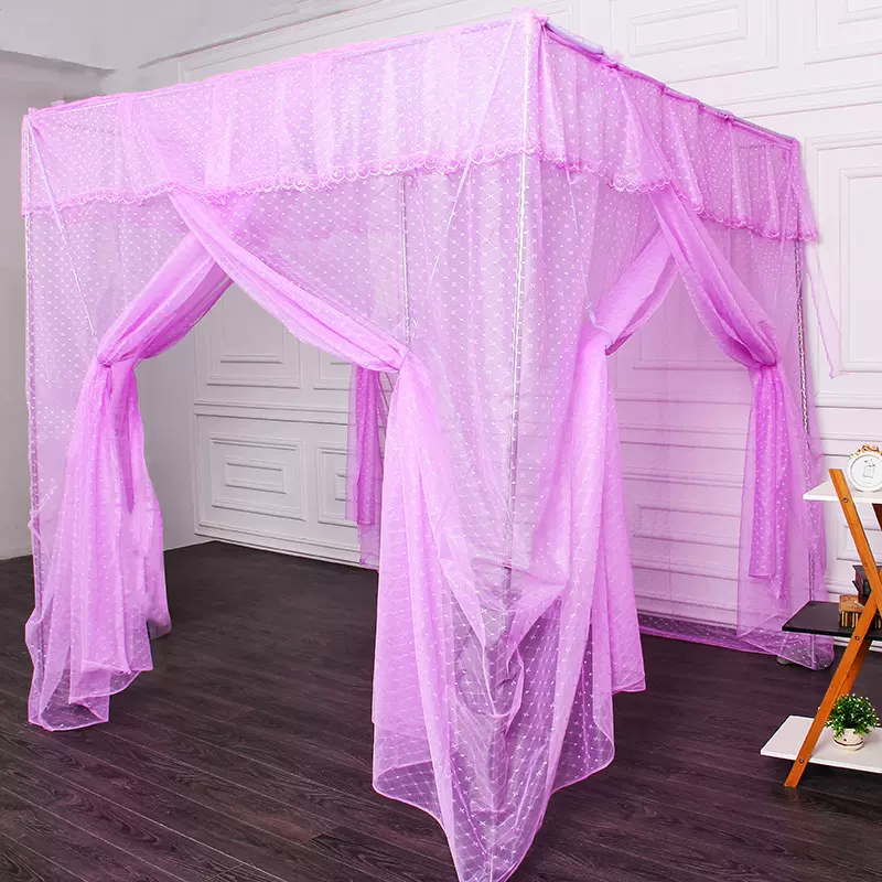 宫廷式落地双人室内方顶蚊帐 加眉防尘单门加长版家用蚊帐批发