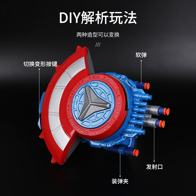 Children's Toy Captain Shield Soft Bullet Launcher with Continuous Firing for 6-Year-Old Boys, Capable of Firing Toy Guns Children's Toy Captain Shield Soft Bullet Launcher with Continuous Firing for 6-Year-Old Boys, Capable of Firing Toy Guns