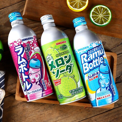 Japan's original imported Sanjiali 500ML grape and honeydew melon original soda carbonated drink whole box wholesale