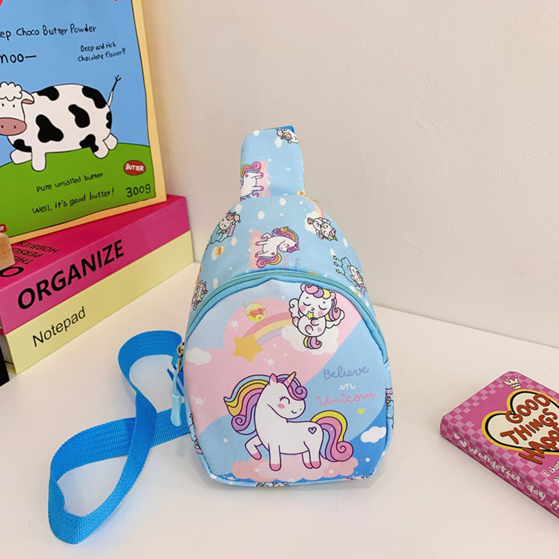 Ventas transfronterizas calientes bolsos de pecho para niños nuevos unicornios de dibujos animados bolsos de cambio bebés lindos bolsos mochilas de chicas pequeñas