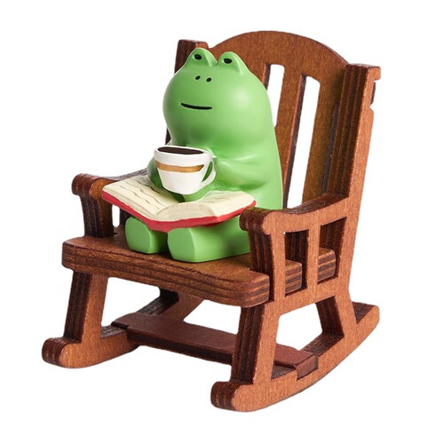 Cartoon photo healing small ornaments frog rocking chair car decoration creative decompression gift resin desktop ornaments