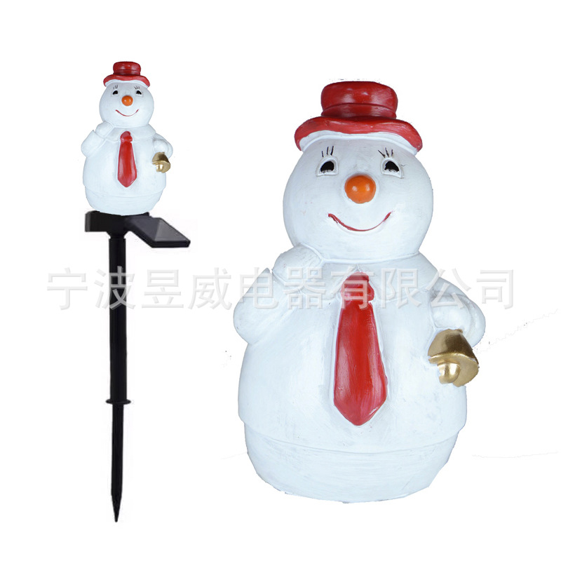 Nuevo solar Navidad muñeco de nieve enano resina césped jardín lámpara vacaciones jardín paisaje atmósfera lámpara