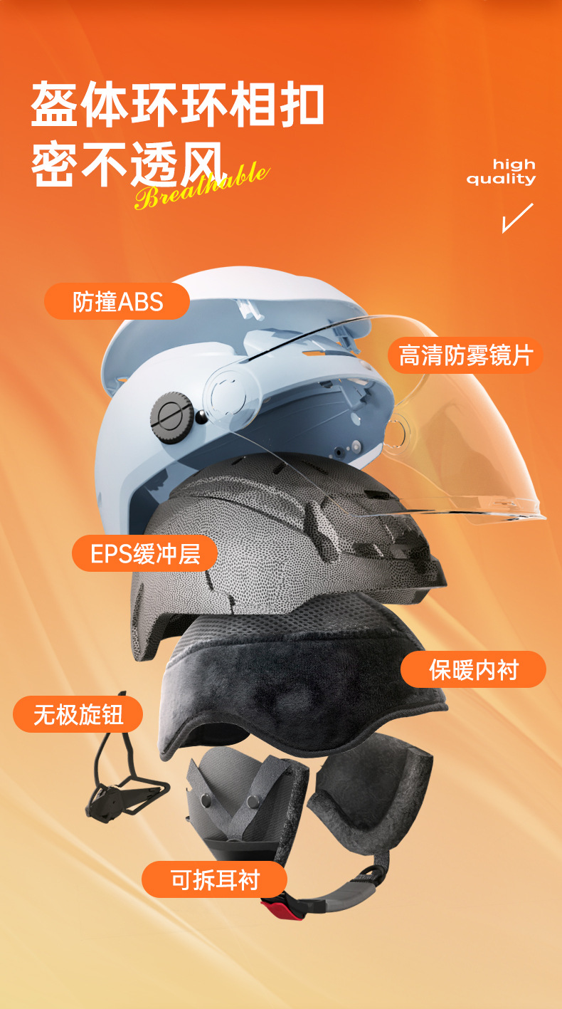 Electric Vehicle Helmet 3C Certified Unisex Battery Vehicle Motorcycle Autumn and Winter Cold Protection and Warm Winter Safety Helmet
