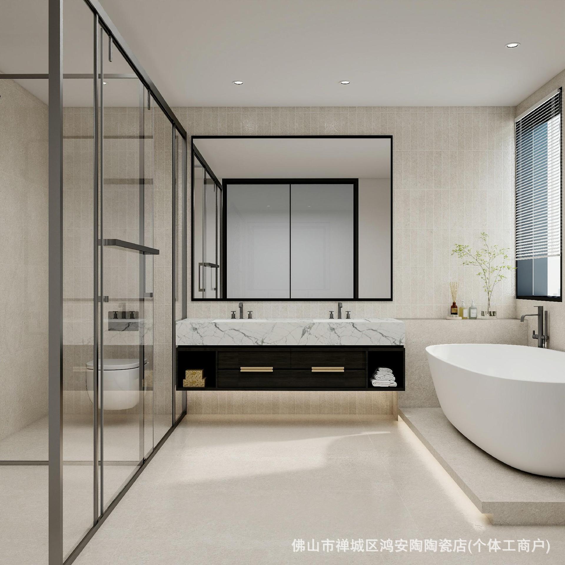 广东佛山莱姆石瓷砖600x1200法式民宿别墅客厅防滑地砖卫生间墙砖