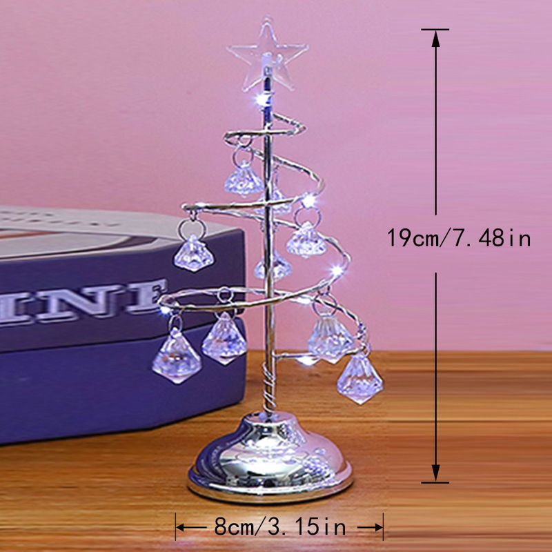 クリスマス装飾品プレゼントメッキ鉄芸樹LED発光水晶クリスマスツリー水晶置物夜灯|undefined