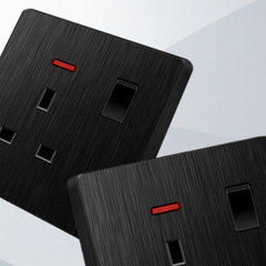 13a socket with USB electric control panel without frame brushed black wall-mounted home hidden installation light switch air conditioning bracket 