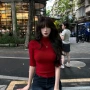 修身半高领打底显瘦中袖