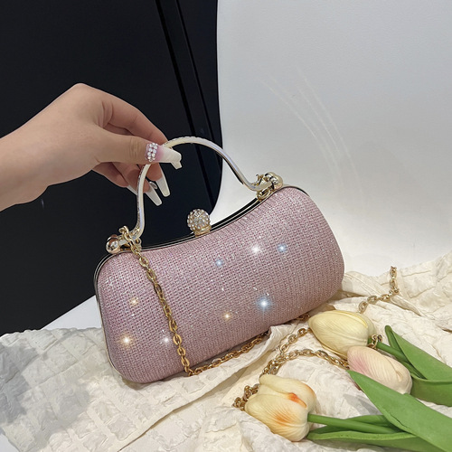 Banquet bag dinner bag women's chain shoulder metal handbag diamond light luxury fashion ins evening dress women's bag
